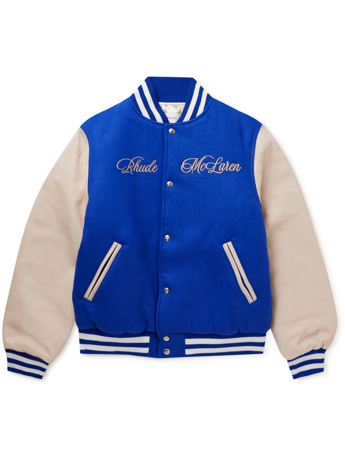 Rhude - McLaren Logo-Embroidered Wool-Twill and Leather Bomber Jacket ...