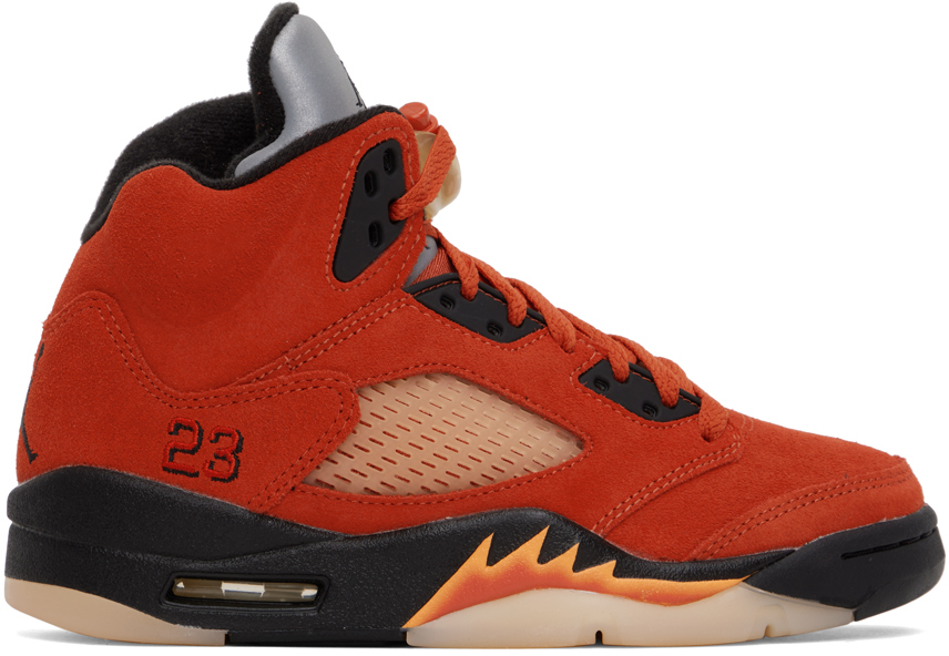 yellow and red jordan 5