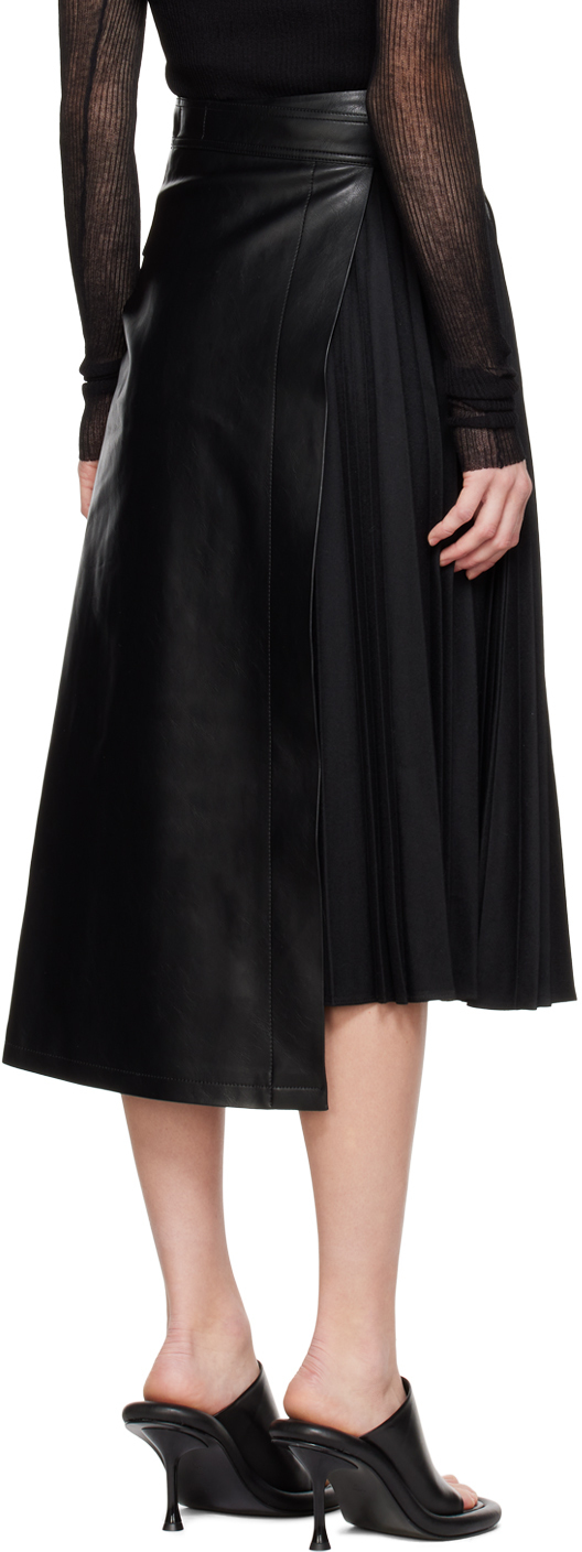 LVIR Black Pleated Wrap Midi Skirt LVIR