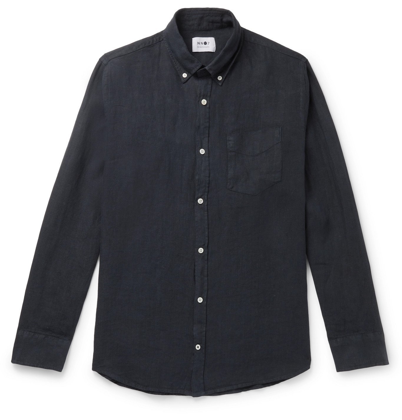 NN07 - Levon Button-Down Collar Linen Shirt - Blue NN07