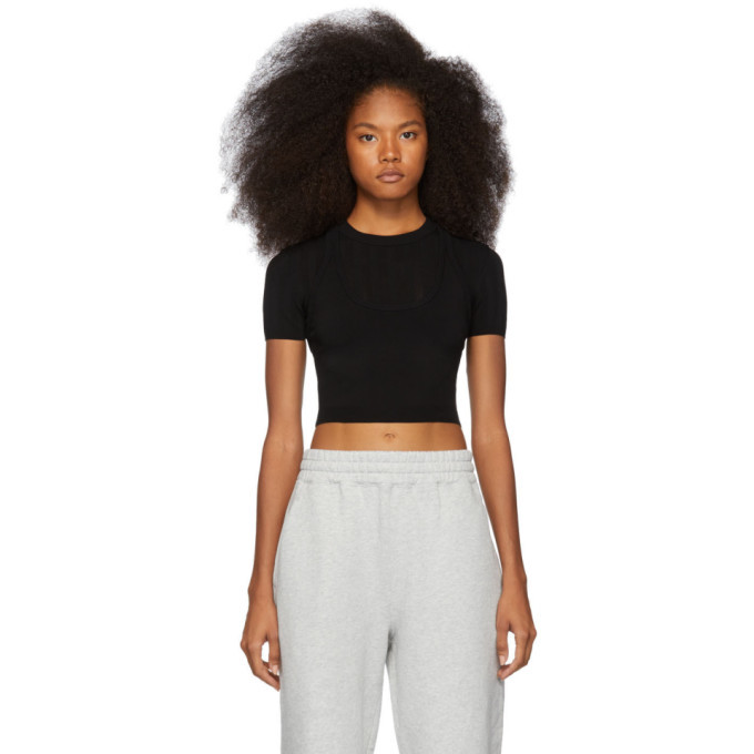 black mesh stripe top