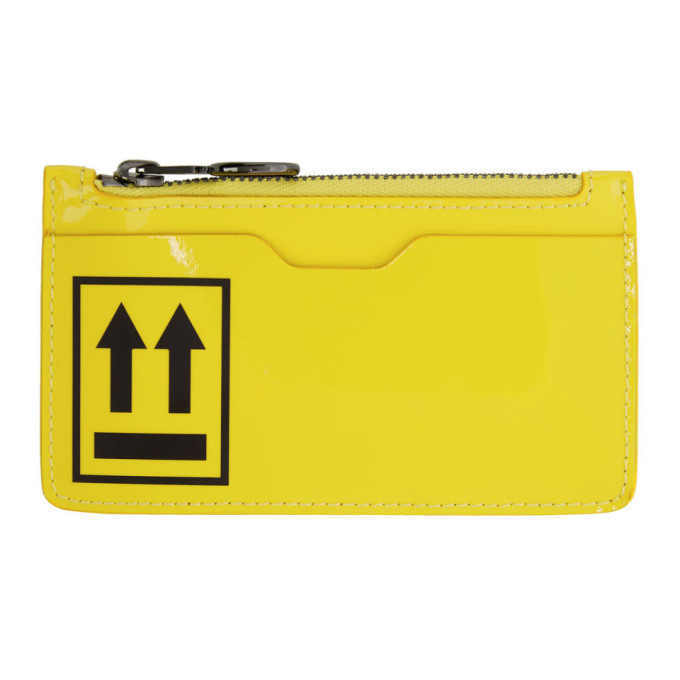 Off-White Yellow and Black Patent Card Wallet Off-White
