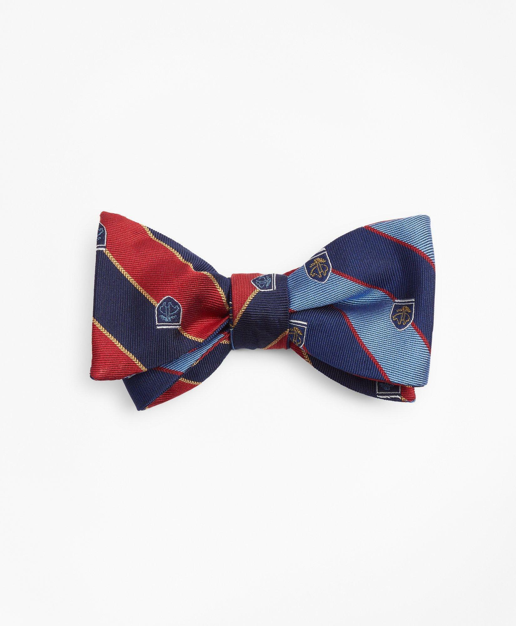 Brooks Brothers Men's Rugby Stripe with Fleece Shield Reversible Bow Tie | Red