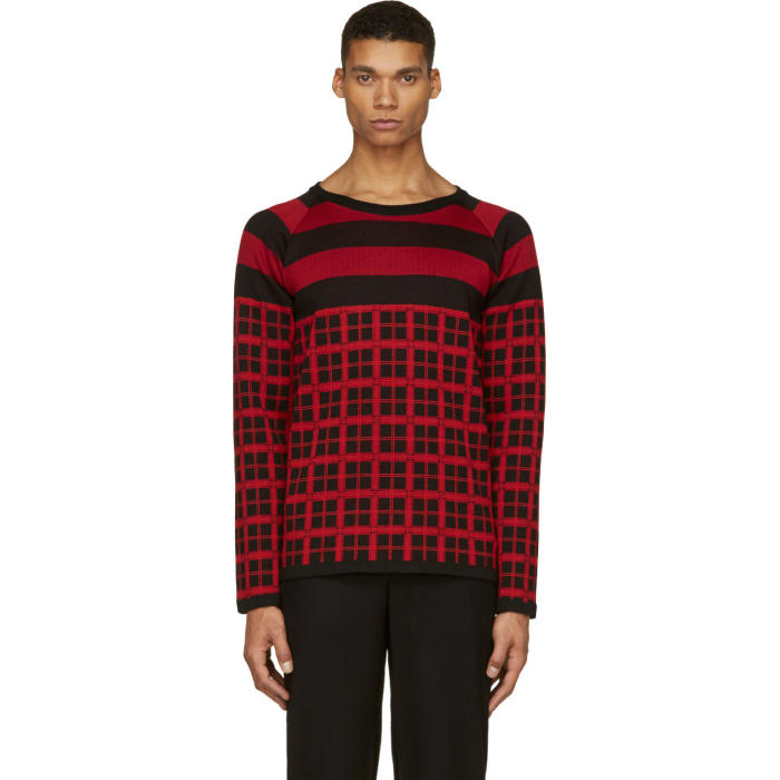 Christian Dada Black and Red Check Knit Shirt Christian Dada