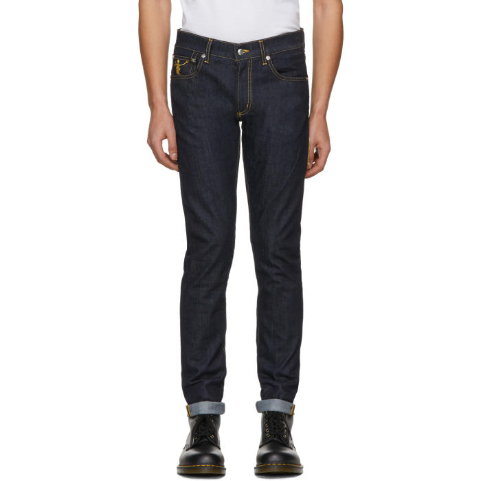 Alexander McQueen Blue Dancing Skeleton Fitted Jeans Alexander McQueen