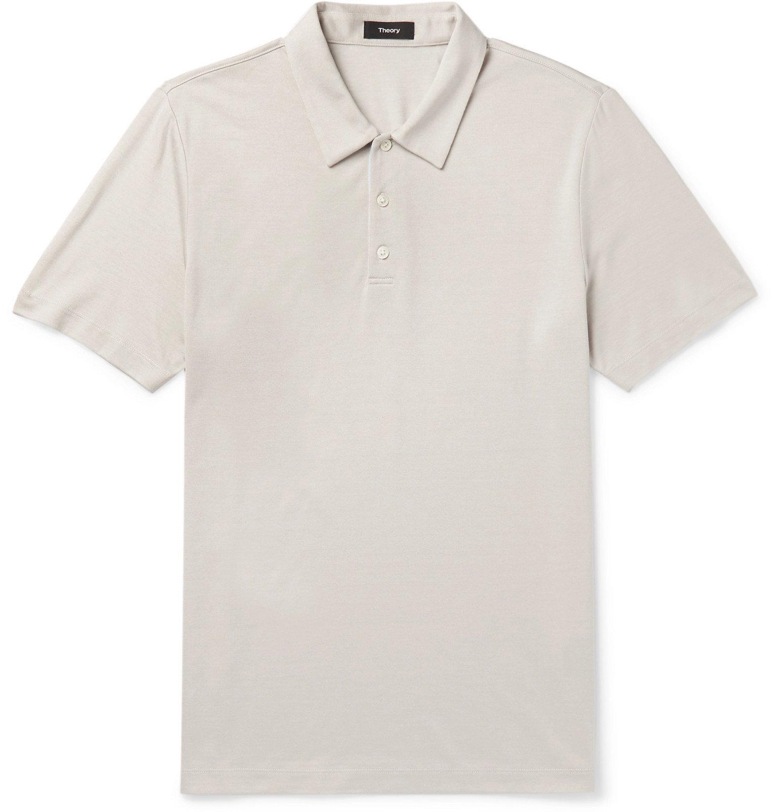 Theory - Slim-Fit Silk and Cotton-Blend Polo Shirt - Gray Theory