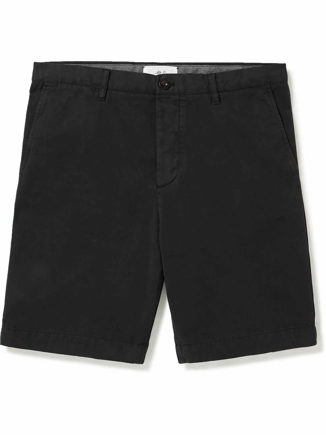 Photo: Mr P. - Straight-Leg Garment-Dyed Cotton-Twill Bermuda Shorts - Black