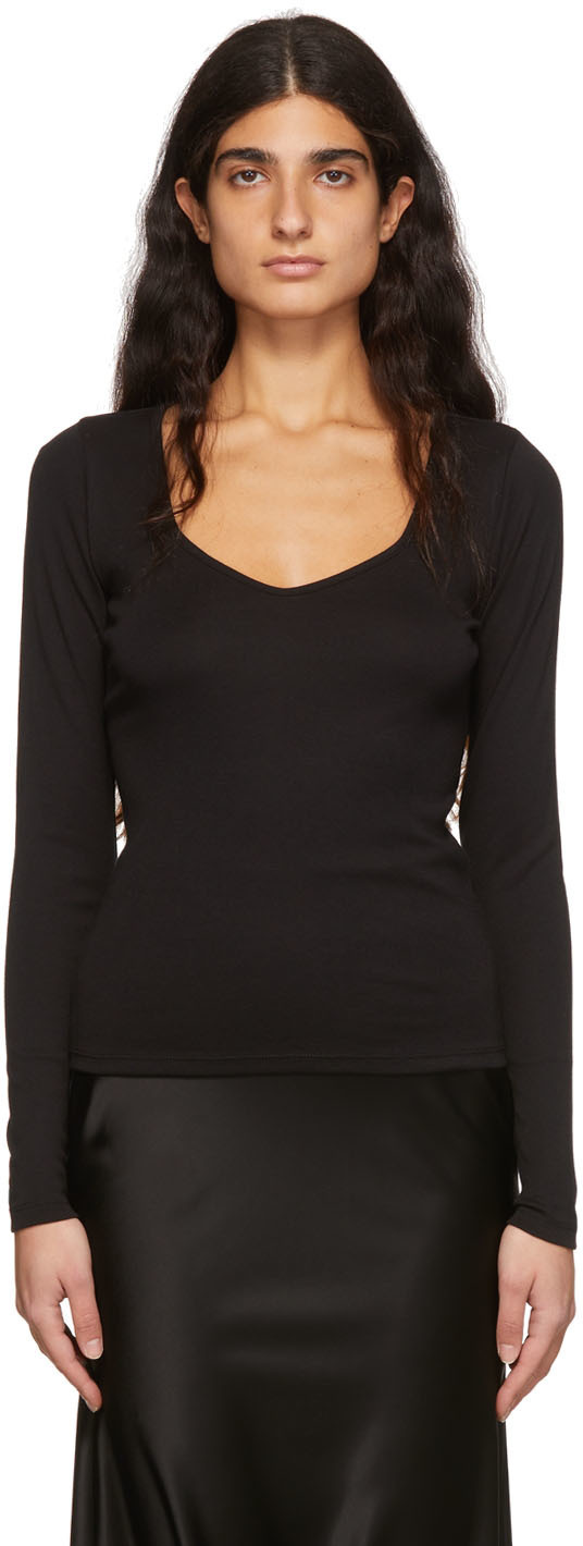 Vince Black Sweetheart Neck T-Shirt Vince