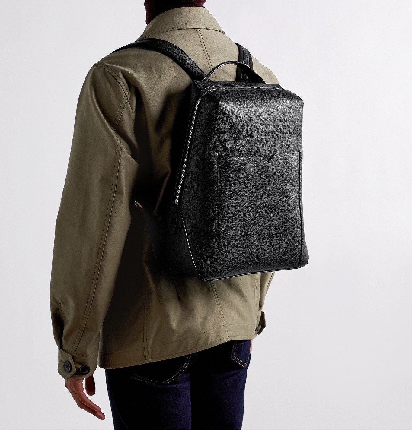 Valextra - Textured-Leather Backpack - Black Valextra