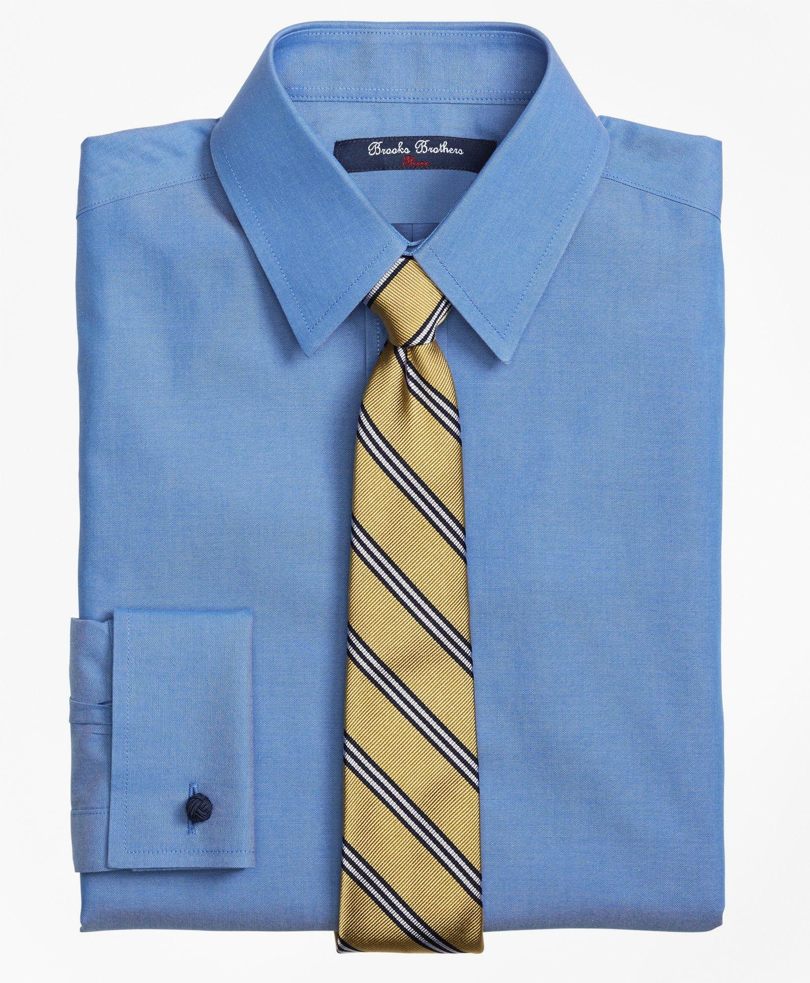 Brooks Brothers Boys Non-Iron Supima Pinpoint Cotton French Cuff Dress Shirt | Blue