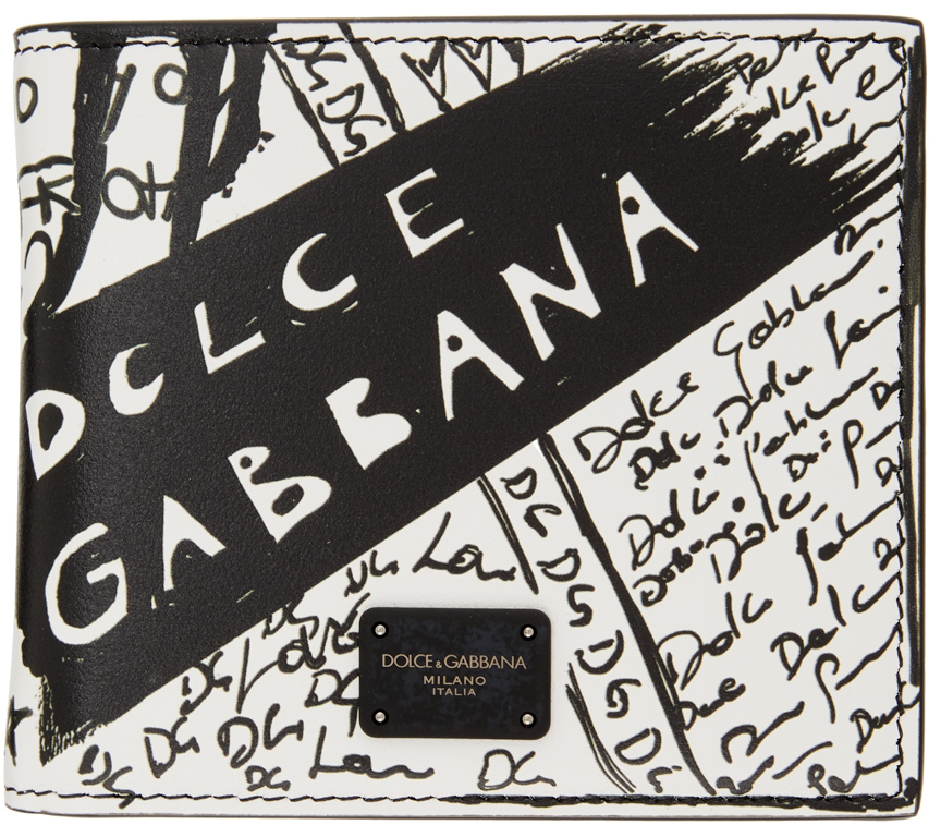 Dolce & Gabbana Black & White Graffiti Bifold Wallet Dolce & Gabbana