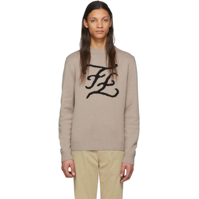 Fendi Brown Cashmere Karligraphy Sweater Fendi