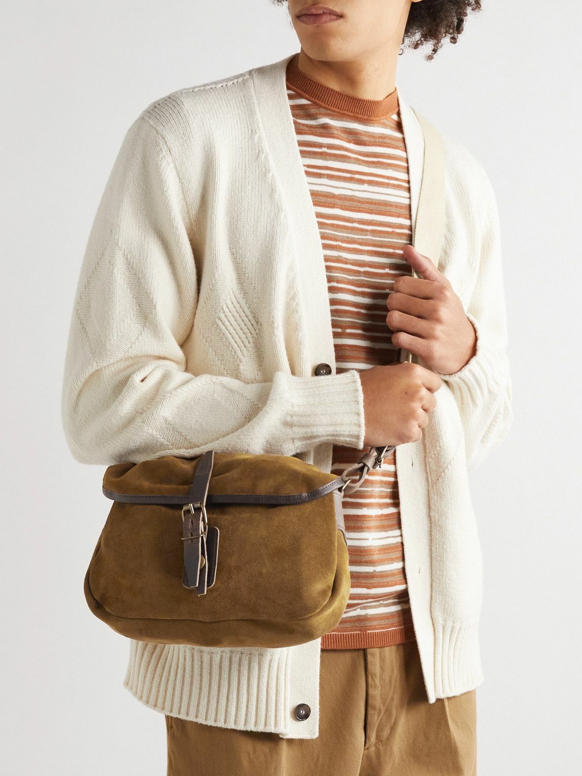 Bleu de Chauffe Musette LeatherTrimmed Suede Messenger Bag Bleu de Chauffe