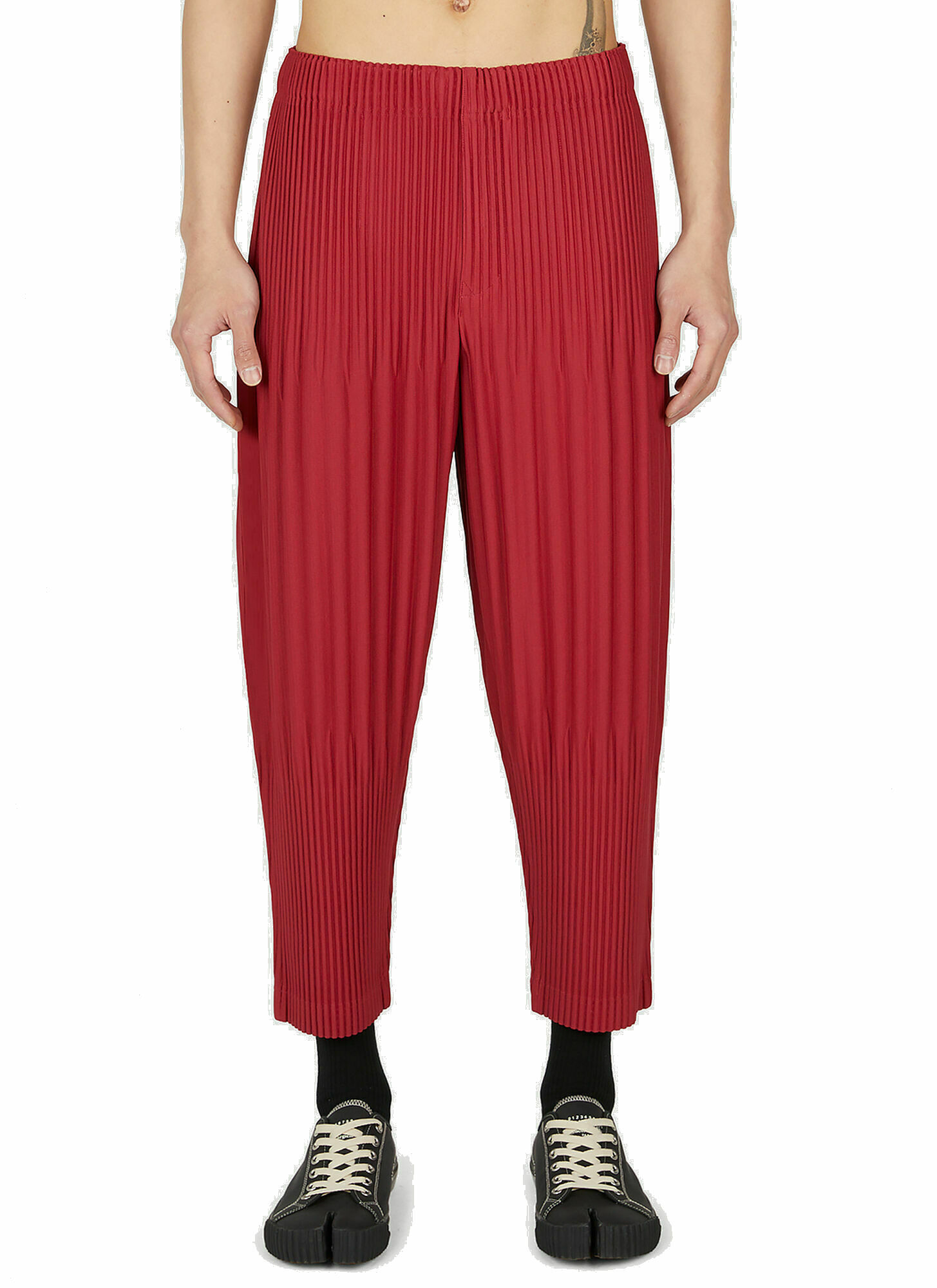 Homme Plissé Issey Miyake - Tapered Pants in Red Homme Plisse Issey Miyake