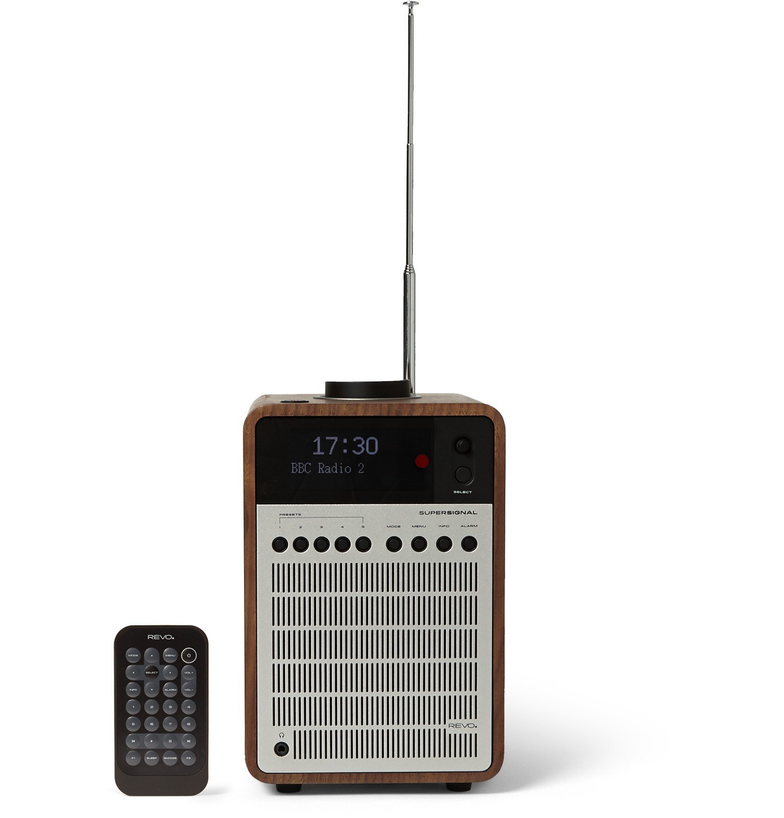 Revo - SuperSignal Walnut and Aluminium Digital Radio - Silver Revo