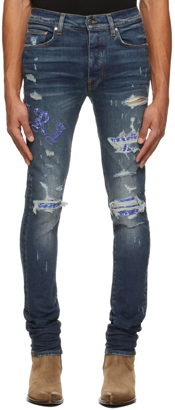 AMIRI Indigo Old English Logo Jeans Amiri