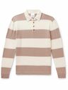 Allude - Striped Virgin Wool and Cashmere-Blend Polo Shirt - Brown