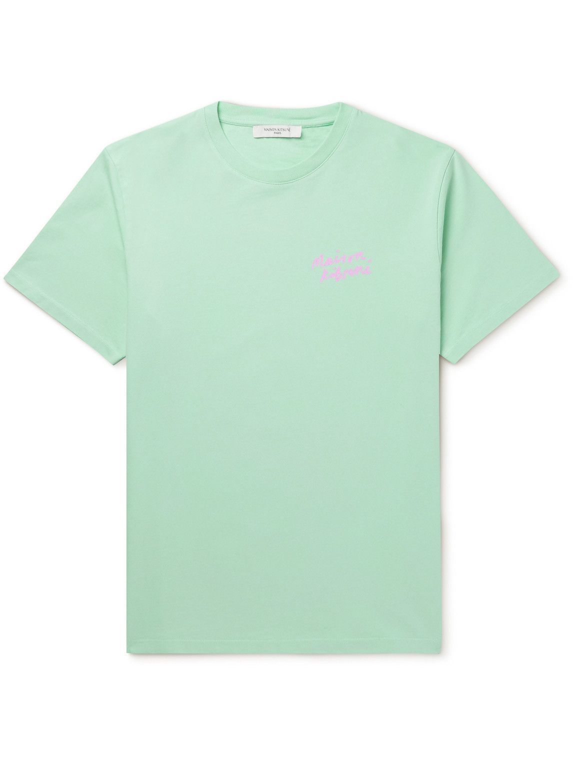 Maison Kitsuné - Logo-Print Cotton-Jersey T-Shirt - Green Maison Kitsune
