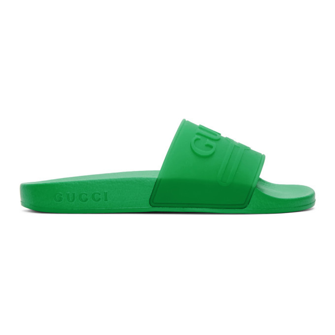 green gucci flip flops
