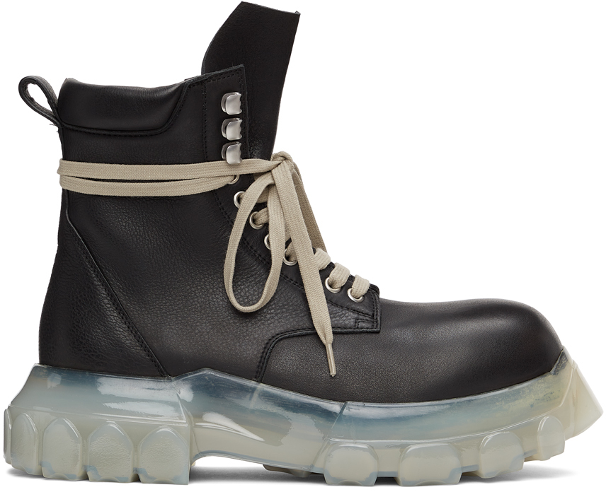 Rick Owens Black & Transparent Bozo Tractor Army Boots Rick Owens