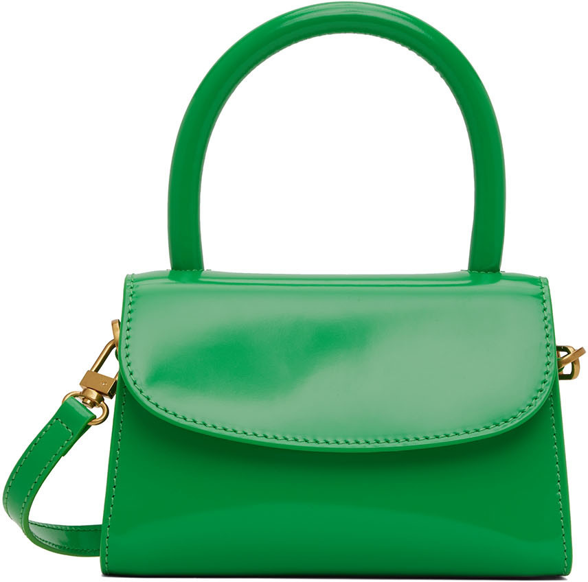 BY FAR Green Mini Leather Top Handle Bag By Far