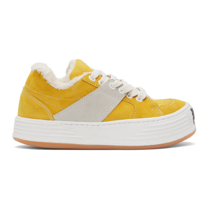 yellow suede sneakers