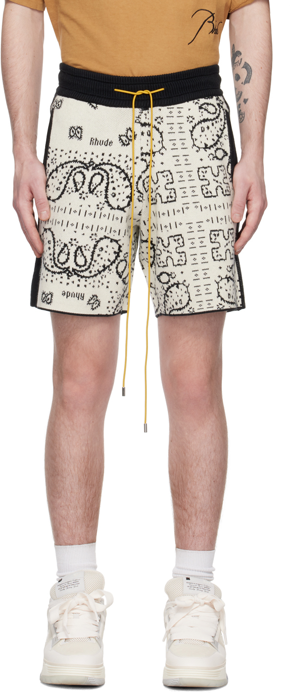 Rhude Black & White Banco Shorts Rhude