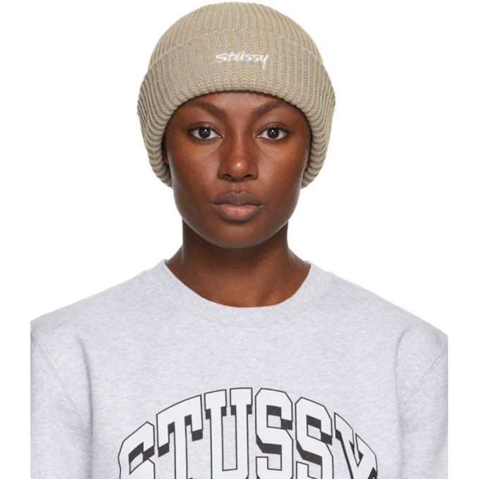 stussy 2 tone knit short beanie