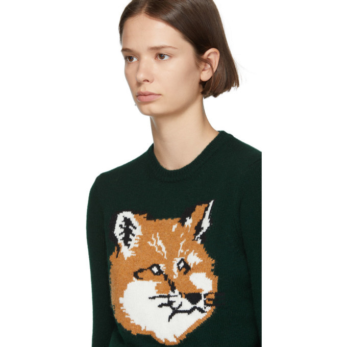 Maison Kitsune Green Fox Head Sweater Maison Kitsune