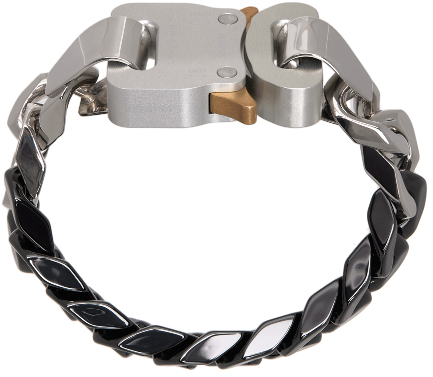 1017 ALYX 9SM Gunmetal & Silver Ceramic Buckle Chain Bracelet