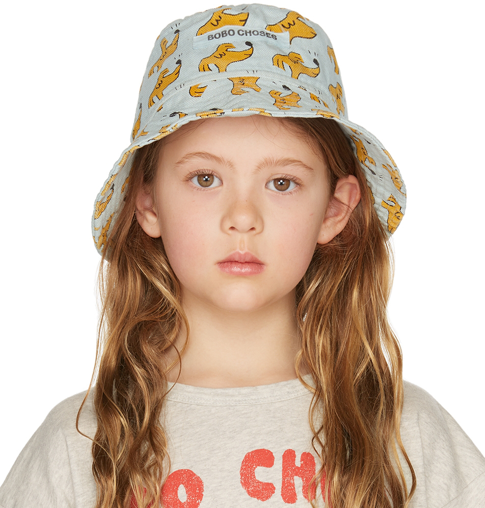 Bobo Choses Kids Blue & Yellow Sniffy Dog All Over Bucket Hat Bobo Choses