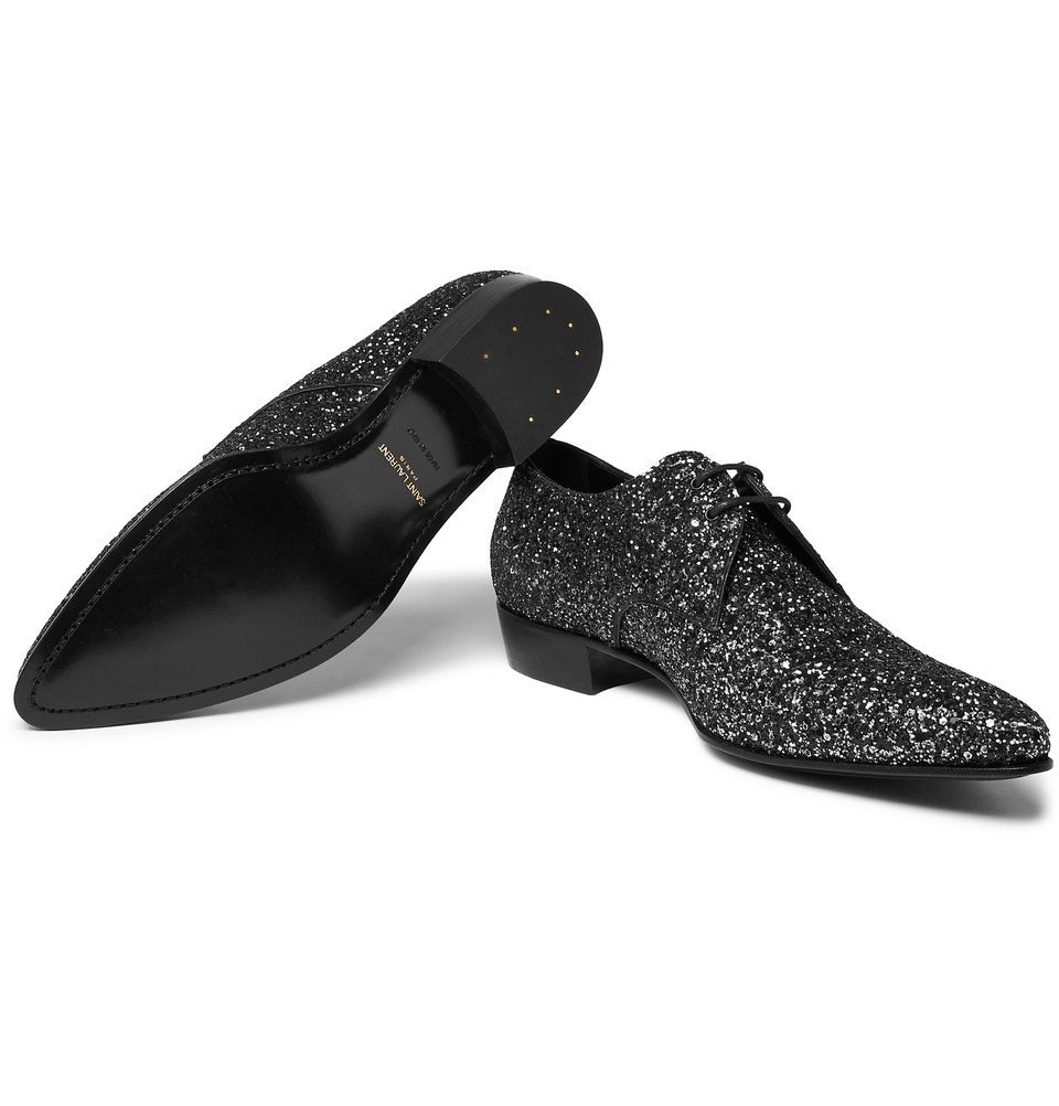 Hopper Glittered Leather Derby Shoes 