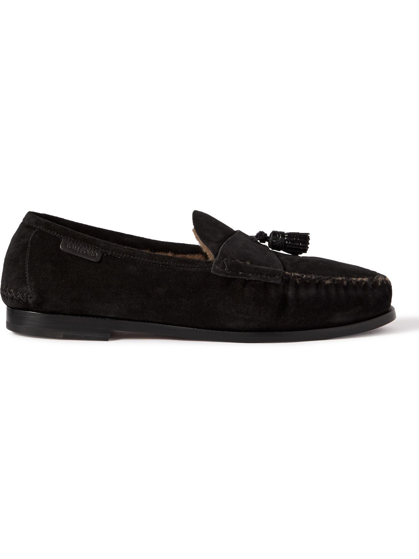 TOM FORD - Berwick Shearling-Lined Tasselled Suede Loafers - Black TOM FORD