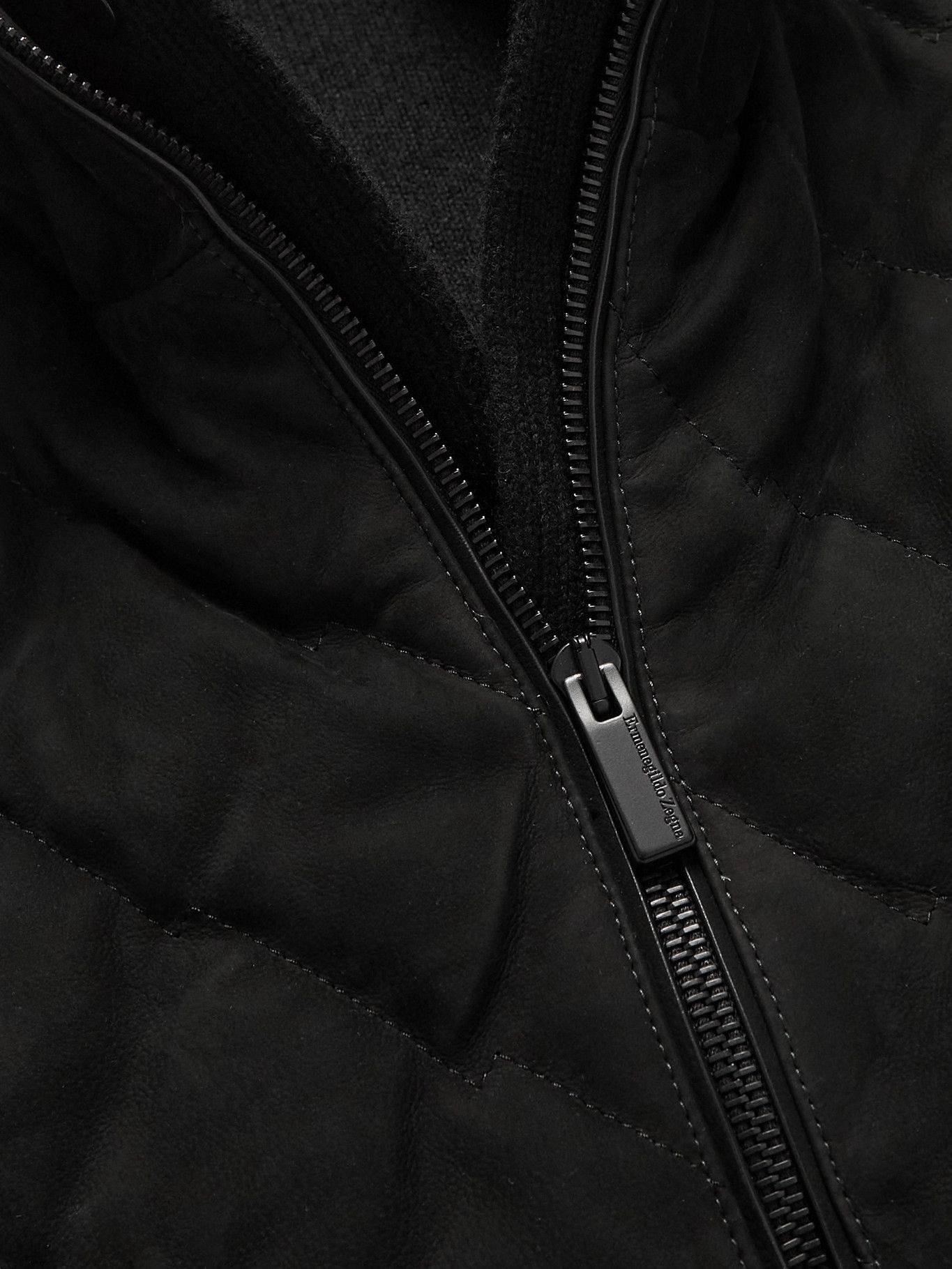 Quilted Suede and Cashmere Down Jacket 