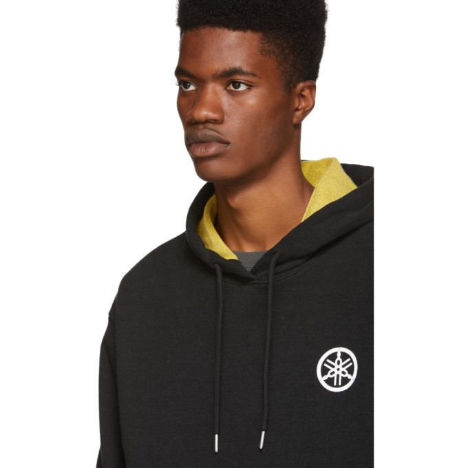 John Elliott Black and Yellow Yamaha Edition Logo Hoodie John Elliott