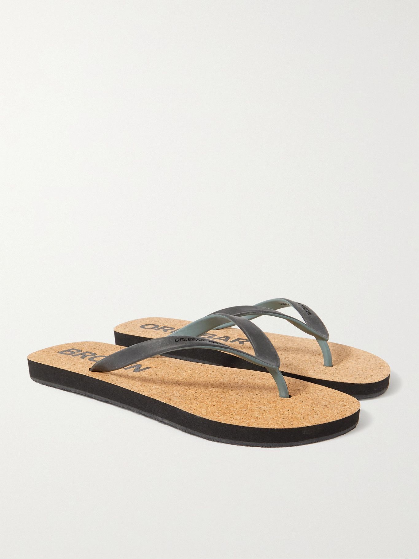 ORLEBAR BROWN Haston LogoDebossed Rubber and Cork Flip Flops Black
