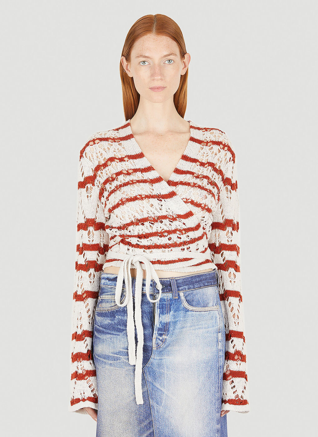 Rook Smash oplichter Zig Zag Wrap Knit Top in Red Our Legacy