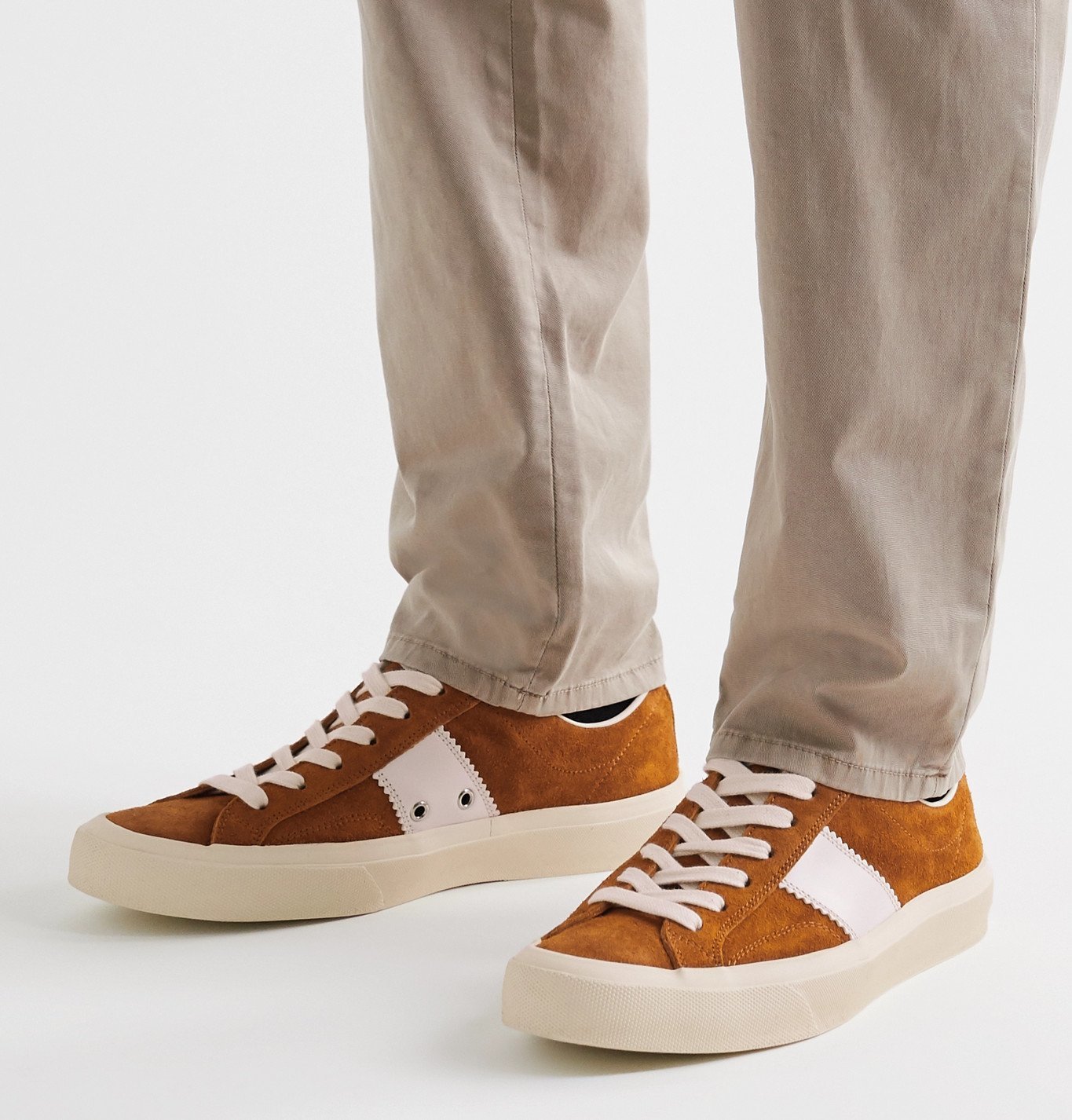 TOM FORD - Cambridge Leather-Trimmed Suede Sneakers - Brown TOM FORD