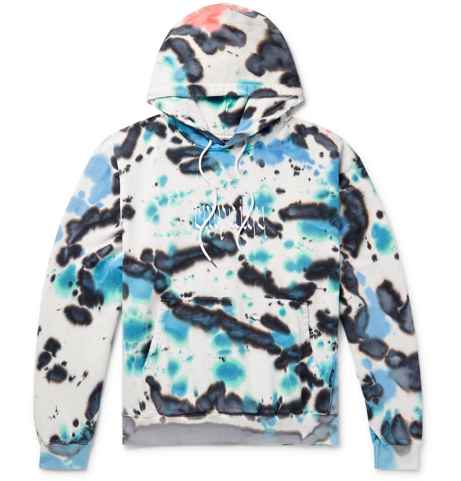 Resort Corps - Embroidered Tie-Dyed Loopback Cotton-Jersey Hoodie ...