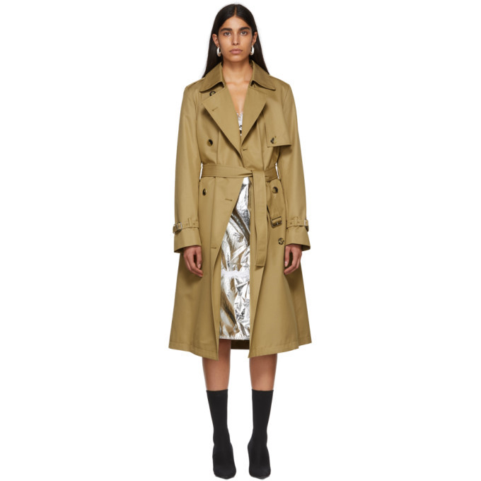 Paco Rabanne Tan Double-Breasted Trench Coat Paco Rabanne