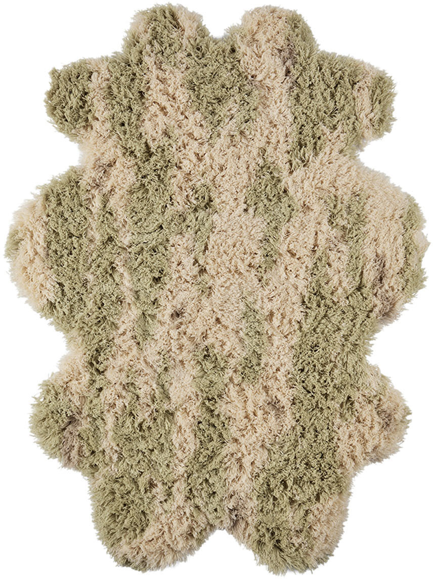 Okej SSENSE Exclusive Green & OffWhite Hide Rug
