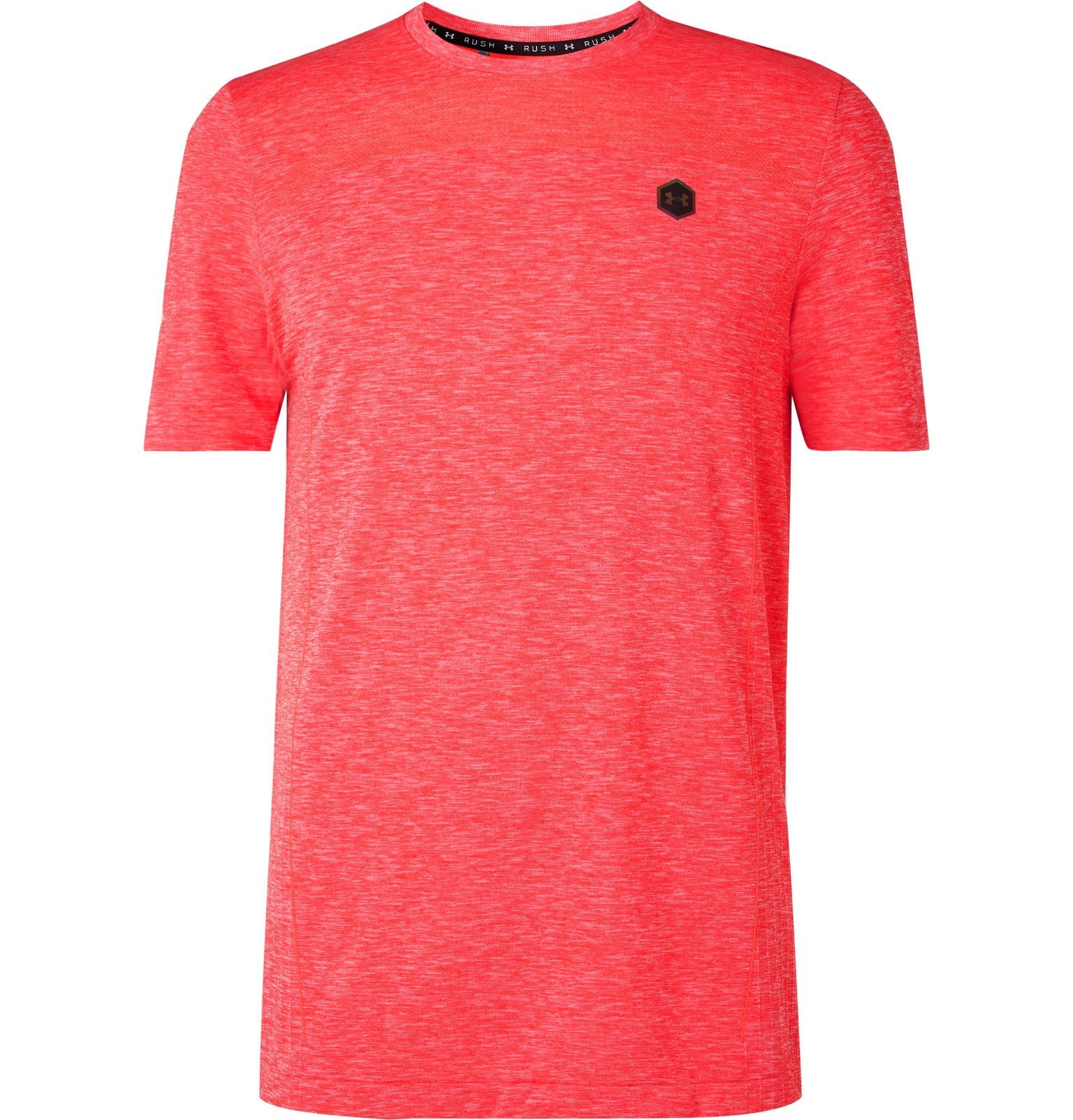 rechtop terras Overname Under Armour - UA Rush Mesh-Panelled Celliant Mélange Stretch-Jersey  T-Shirt - Red Under Armour