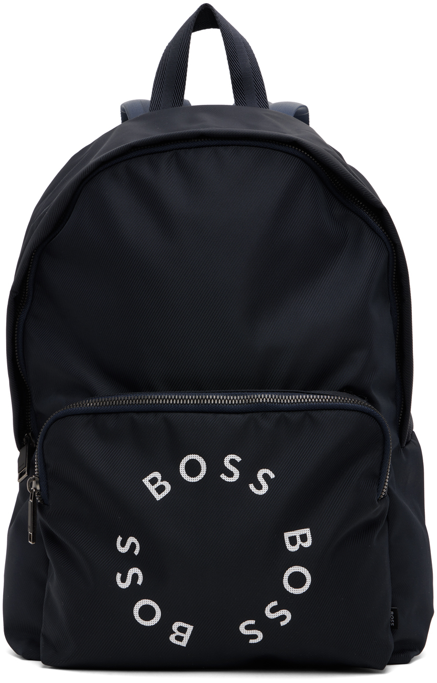 BOSS Navy Circular Logo Backpack BOSS