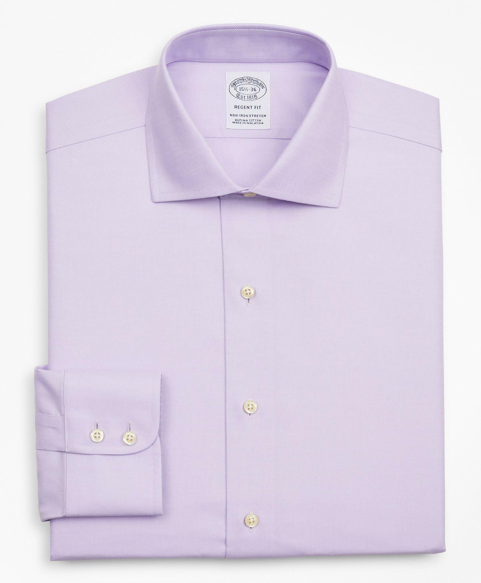 Photo: Brooks Brothers Men's Stretch Regent Regular-Fit Dress Shirt, Non-Iron Royal Oxford English Collar | Lavender