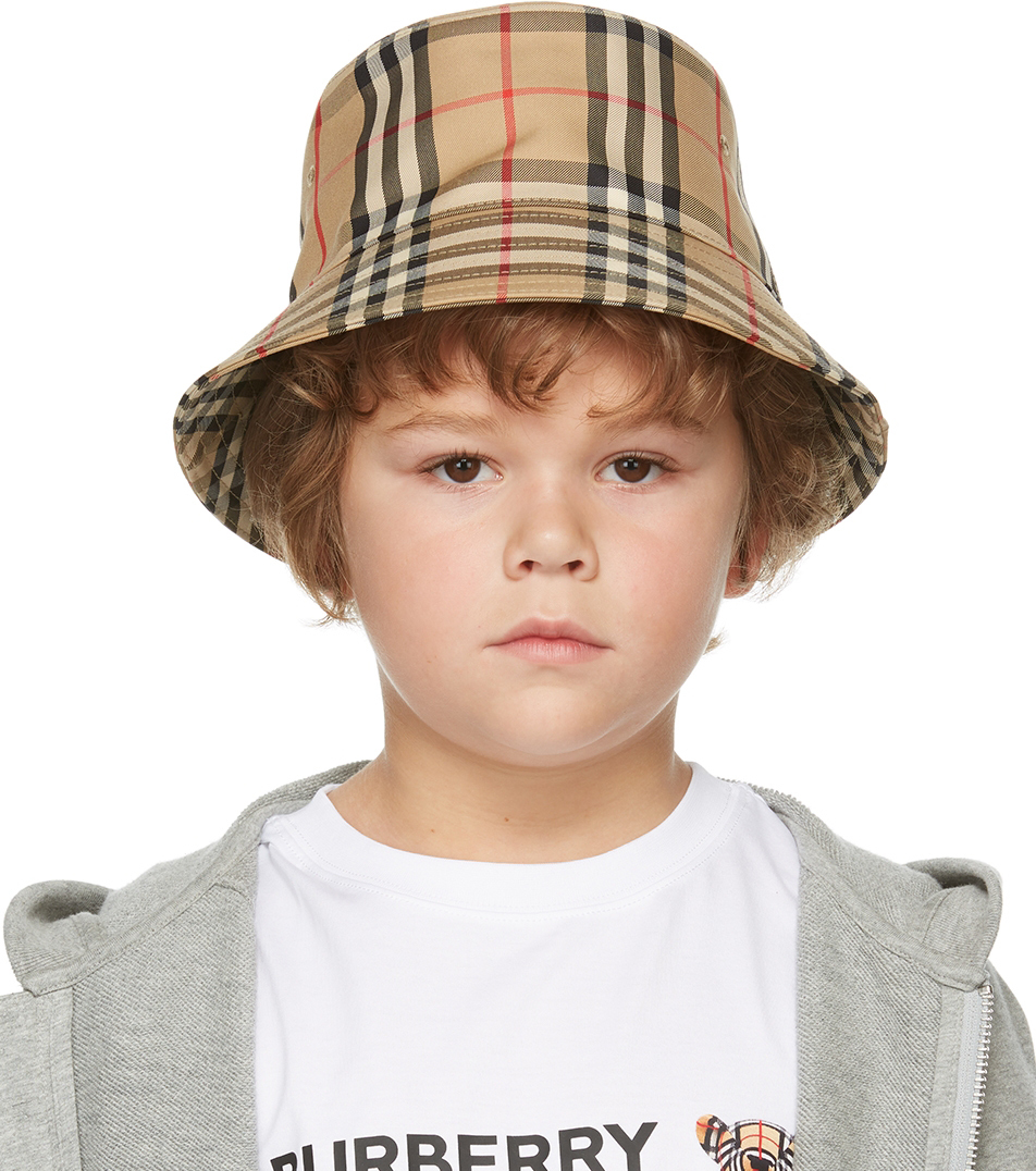 Photo: Burberry Kids Beige Vintage Check Gabriel Bucket Hat