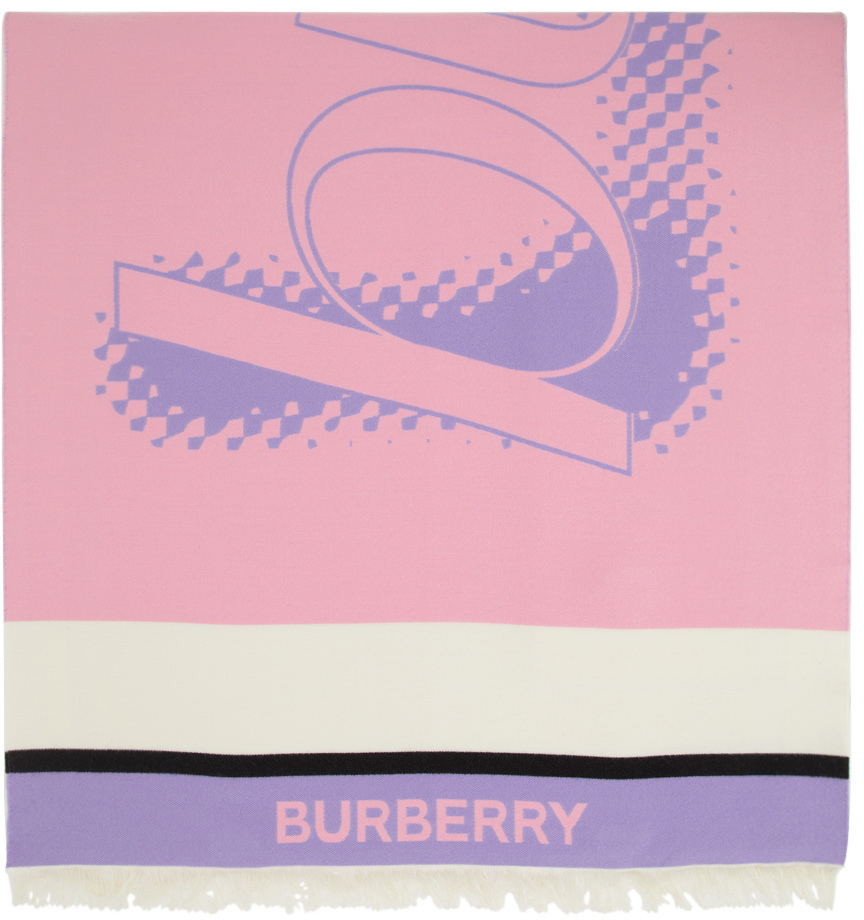 Photo: Burberry Pink & Purple Wool Jacquard Love Scarf