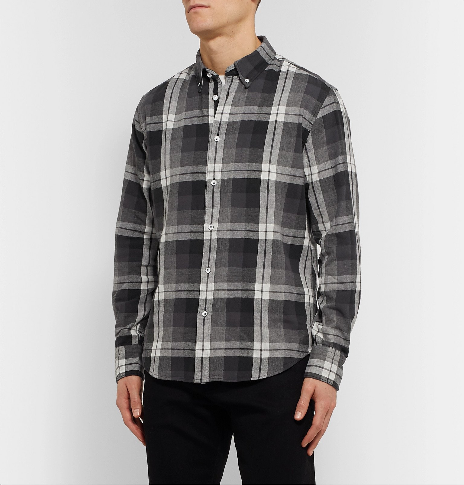 rag & bone - Tomlin Fit 2 Button-Down Collar Checked Cotton-Flannel ...