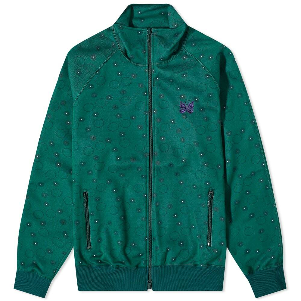 Needles Men's Poly Jacquard Patterned Track Jacket in Green Needles