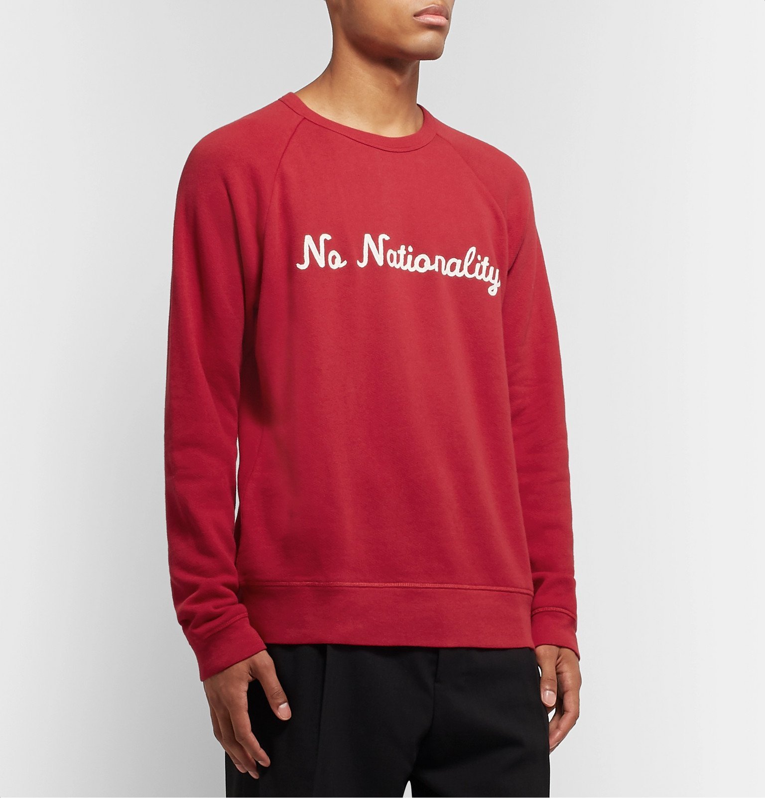 Nn07 Logo Appliqued Fleece Back Cotton Jersey Sweatshirt Red Nn07