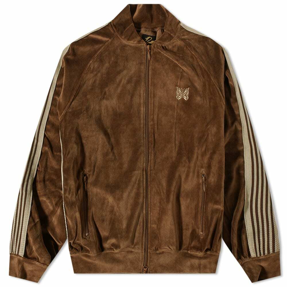 Needles Men's Velour Track Jacket in Brown Needles
